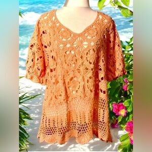 Denim 24/7 Crochet  top Size L